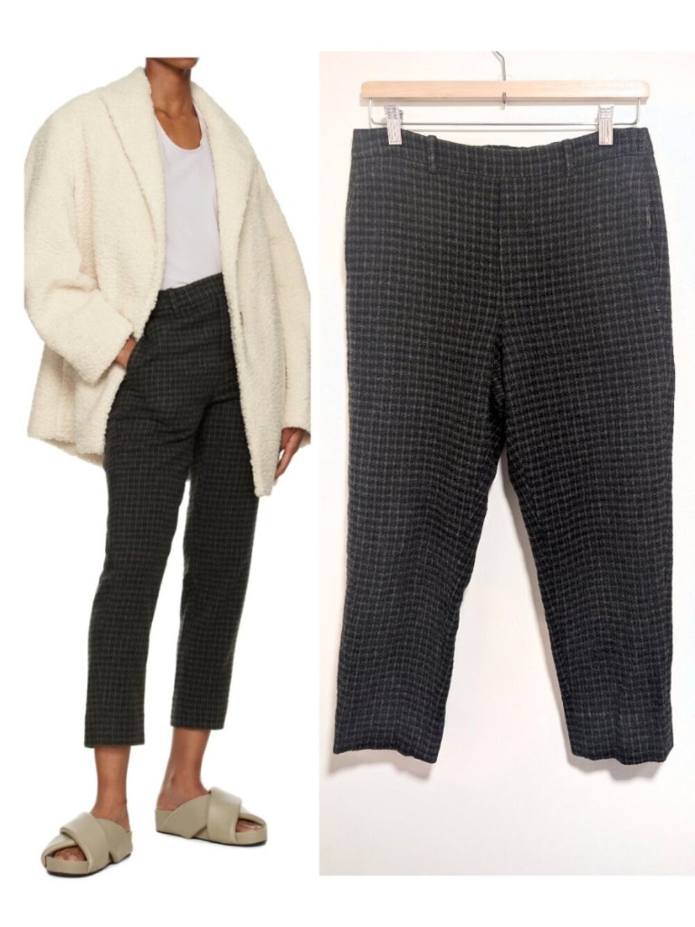 Vince | Recycled Wool-Blend Flannel Trousers In Azure Check